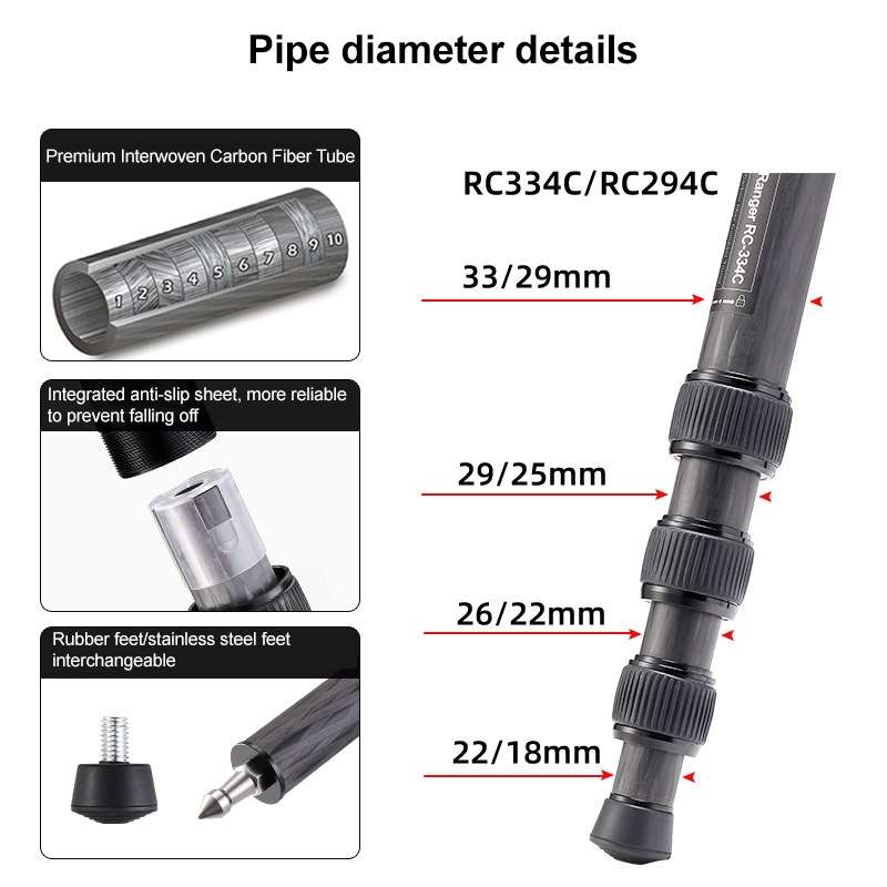 BEXIN P406C Camera Carbon Fiber Monopod Travel Live Selfie Bracket Holder