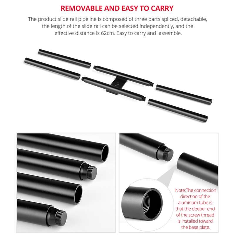 YELANGU YLG0119A 60cm Splicing Slide Rail Track + Trolley Rail Buckle for SLR Cameras / Video Camera