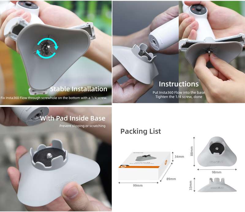 For Insta360 Flow Sunnylife Plastic Gimbal Tripod Base Stand (Grey)