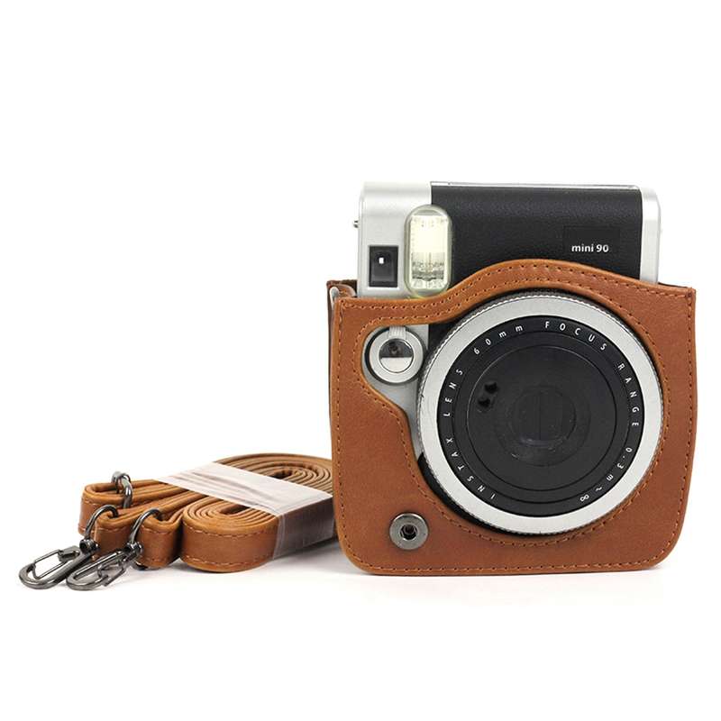 PU Leather Camera Protective bag for FUJIFILM Instax Mini 90 Camera, with Adjustable Shoulder Strap(