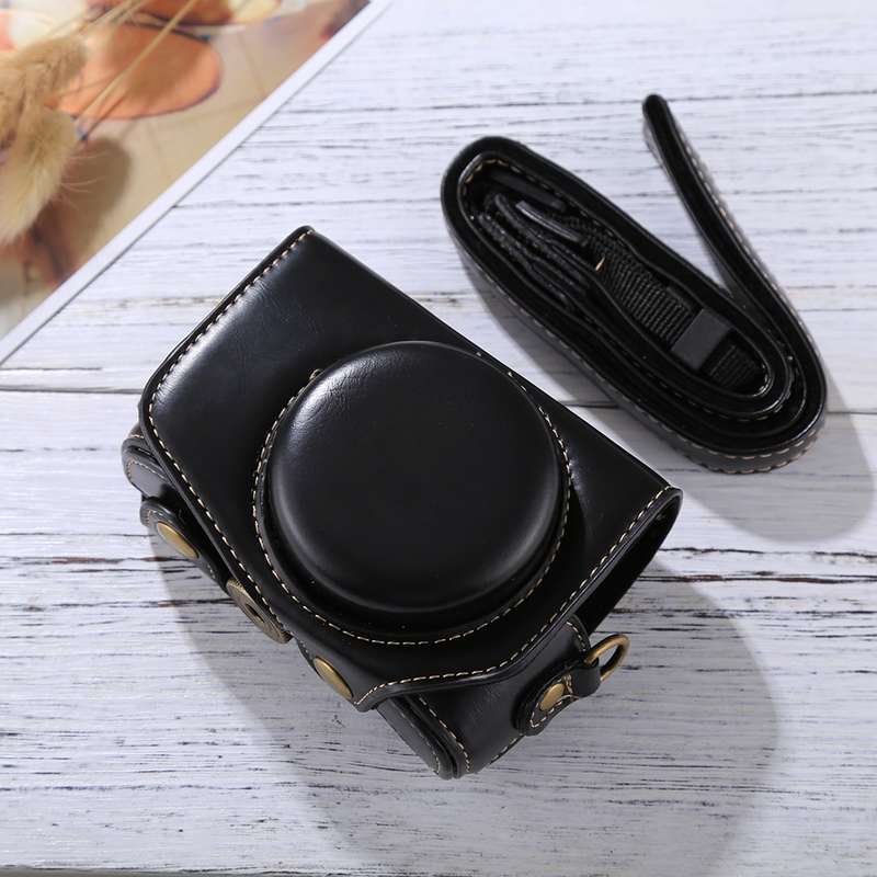 Full Body Camera PU Leather Camera Case Bag with Strap for Canon PowerShot G7 X Mark II (Brown)