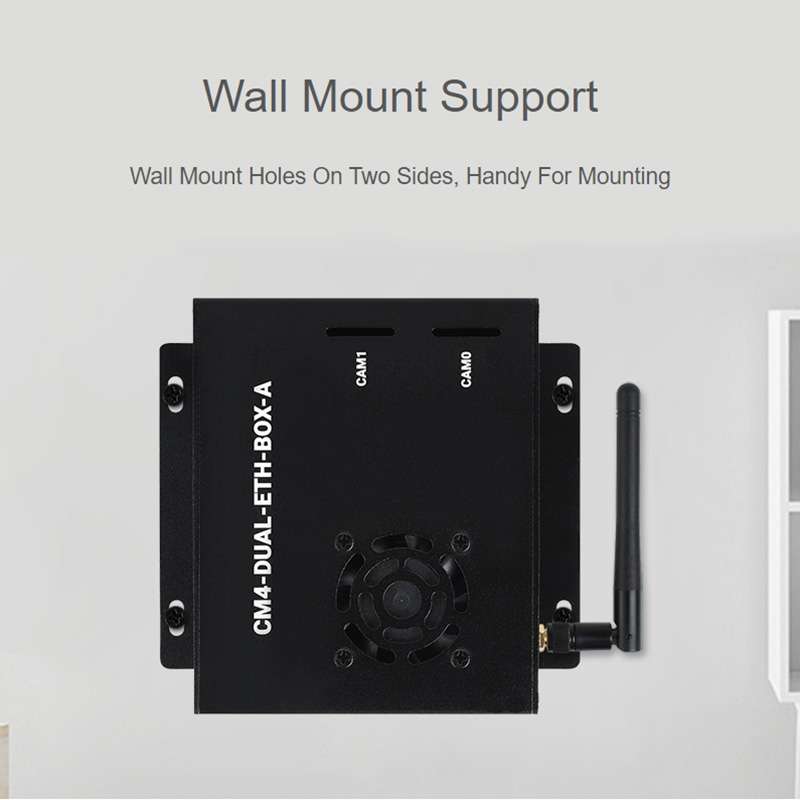 Waveshare Dual Gigabit Ethernet Mini-Computer with Metal Case & Cooling Fan for Raspberry Pi CM4(EU