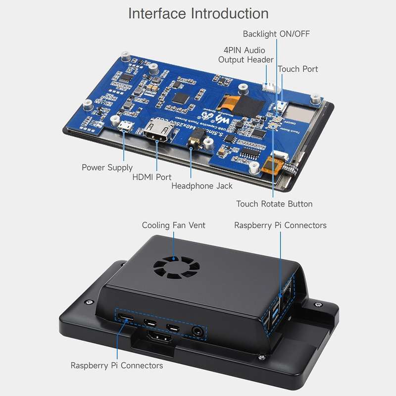Waveshare 5.5 inch 1440 x 2560 2K Capacitive Touch LCD Display IPS Screen for Raspberry Pi , HDMI In
