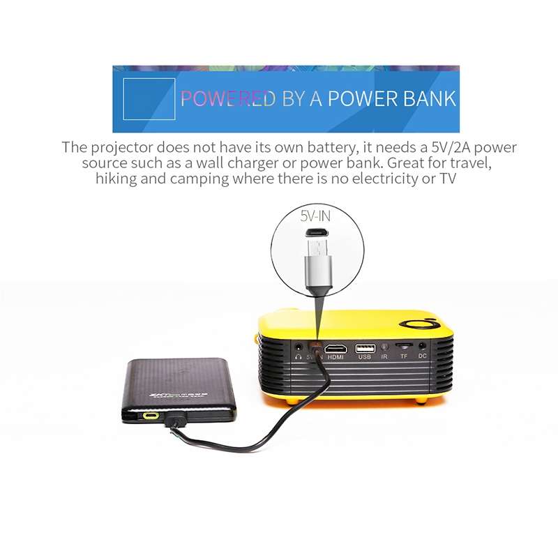 A2000 1080P Mini Portable Smart Projector Children Projector, US Plug(Black)