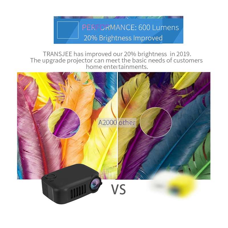 A2000 1080P Mini Portable Smart Projector Children Projector, US Plug(Black)