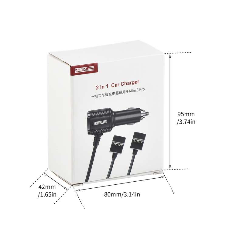 For DJI Mavic Mini 3 Pro STARTRC 2 in 1 Battery and Remote Control Charging Car Charger(Black)