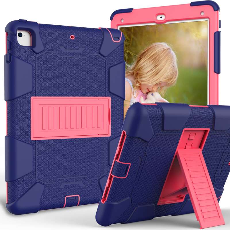 Shockproof Two-color Silicone Protection Shell for iPad 9.7(2018) & 9.7(2017) & Air 2, with Holder(R
