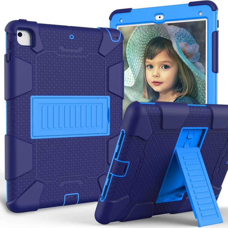 Shockproof Two-color Silicone Protection Shell for iPad 9.7(2018) & 9.7(2017) & Air 2, with Holder(R