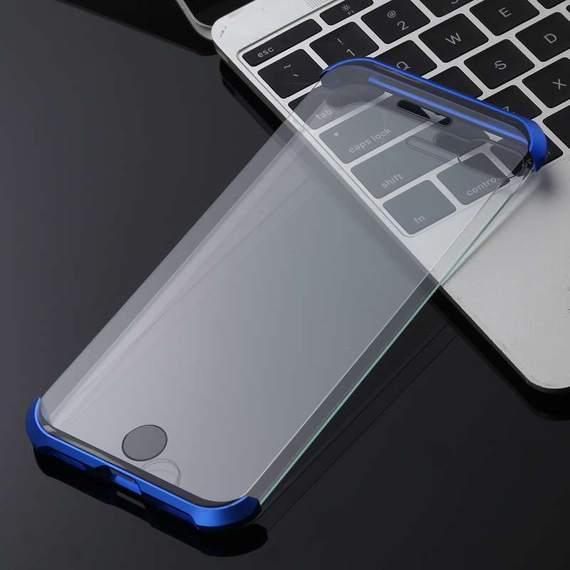 Ultra-Thin Angular Frame Magnetic Absorption Double-Sided Tempered Glass Shell for iPhone 8 Plus(Blu