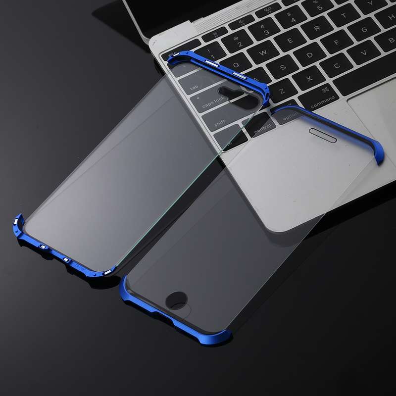 Ultra-Thin Angular Frame Magnetic Absorption Double-Sided Tempered Glass Shell for iPhone 8 Plus(Blu