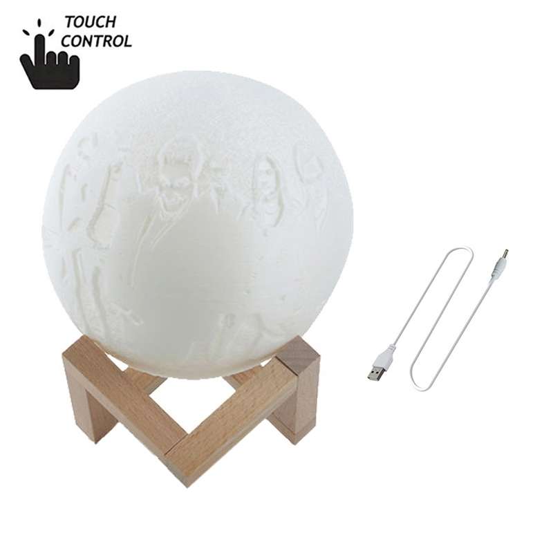 Customized Touch Switch 2-color 3D Print Moon Lamp USB Charging Energy-saving LED Night Light with W