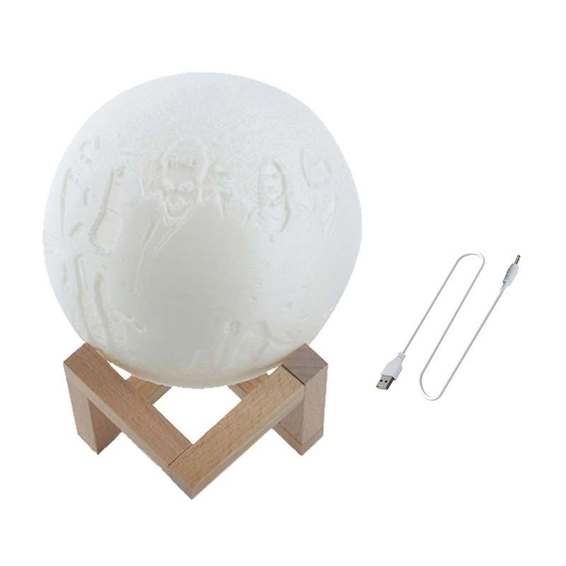 Customized Patted 3-color 3D Print Lamp USB Charging Energy-saving LED Night Light with Wooden Holde