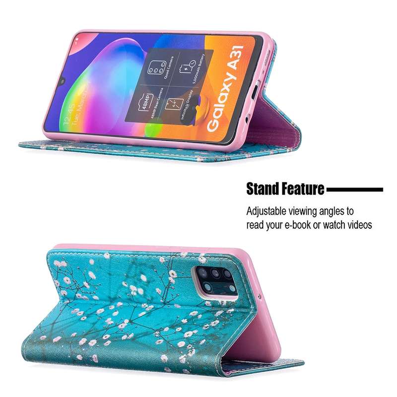For Samsung Galaxy A31 Colored Drawing Pattern Invisible Magnetic Horizontal Flip PU Leather Case wi