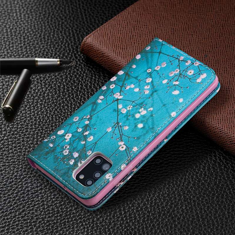 For Samsung Galaxy A31 Colored Drawing Pattern Invisible Magnetic Horizontal Flip PU Leather Case wi