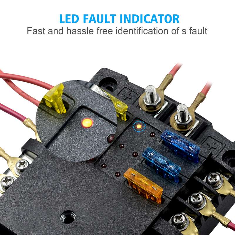 CS-1222A1 High Current Independent Positive and Negative 6-way LED Indicator Plug Fuse Box