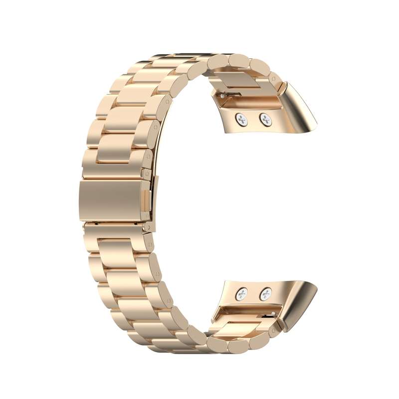 For Garmin Forerunner 45 / 45S / Swim 2 Universal Three Beads Stainless Steel Watch Band(Champagne G