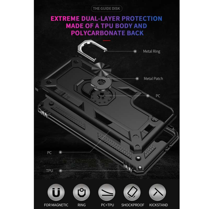 For Samsung Galaxy S21 5G Shockproof TPU + PC Protective Case with 360 Degree Rotating Holder(Black)