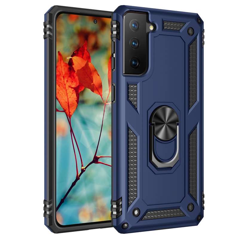 For Samsung Galaxy S21 5G Shockproof TPU + PC Protective Case with 360 Degree Rotating Holder(Black)