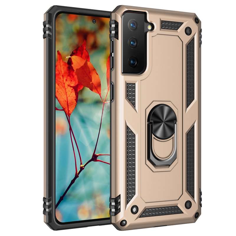 For Samsung Galaxy S21 5G Shockproof TPU + PC Protective Case with 360 Degree Rotating Holder(Black)