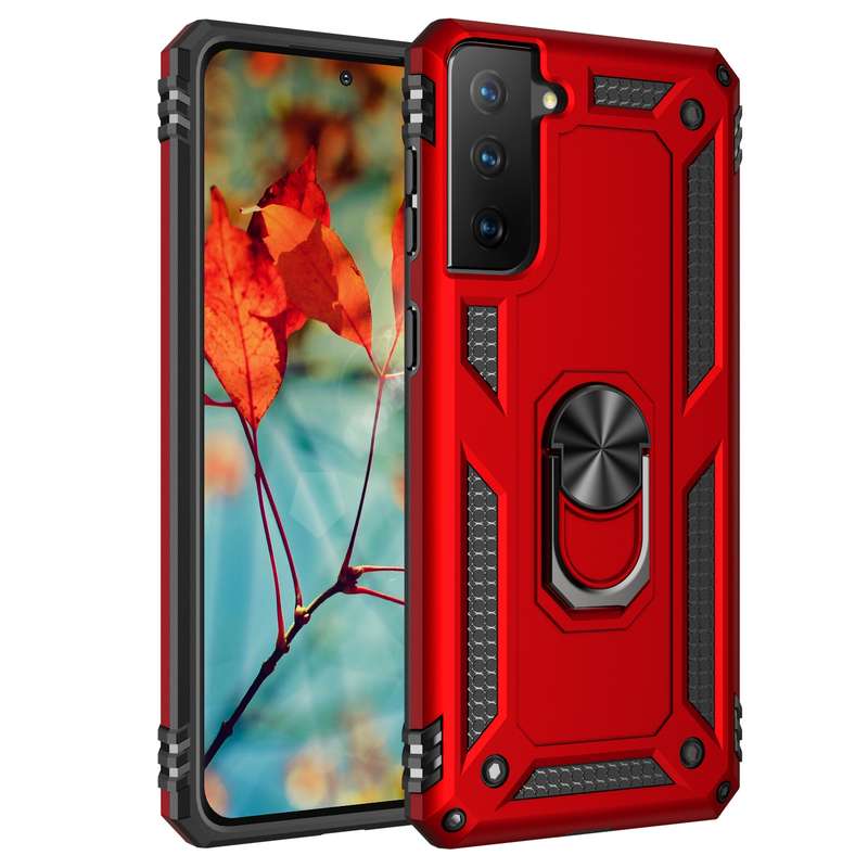 For Samsung Galaxy S21 5G Shockproof TPU + PC Protective Case with 360 Degree Rotating Holder(Black)