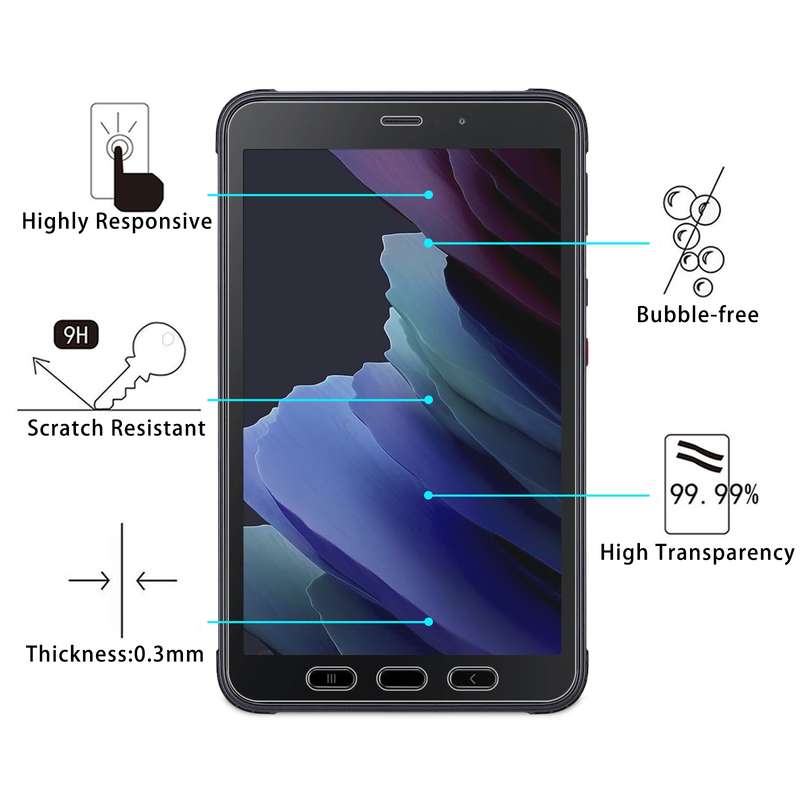 For Samsung Galaxy Tab Active 3 9H HD Explosion-proof Tempered Glass Film