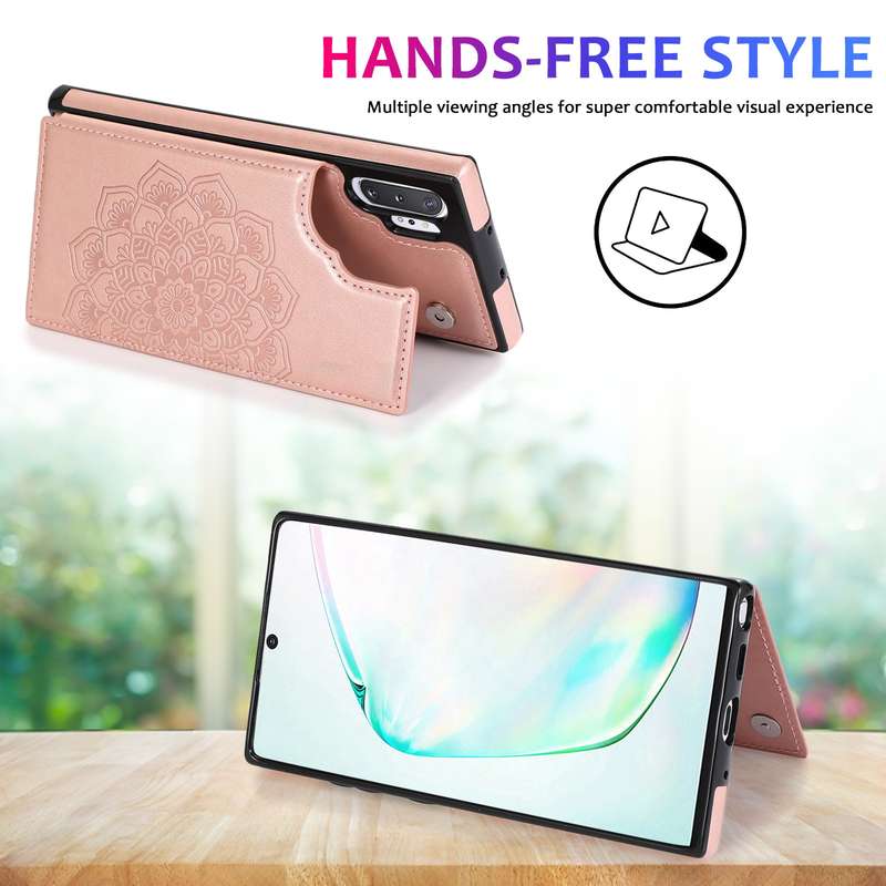 For Samsung Galaxy Note 10 Plus Double Buckle Mandala Pattern PU+TPU Protective Case with Card Slots