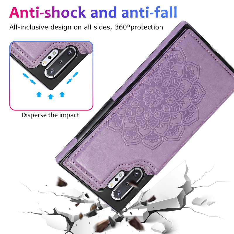 For Samsung Galaxy Note 10 Plus Double Buckle Mandala Pattern PU+TPU Protective Case with Card Slots