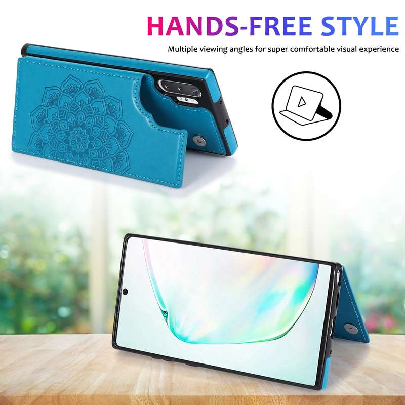 For Samsung Galaxy Note 10 Plus Double Buckle Mandala Pattern PU+TPU Protective Case with Card Slots