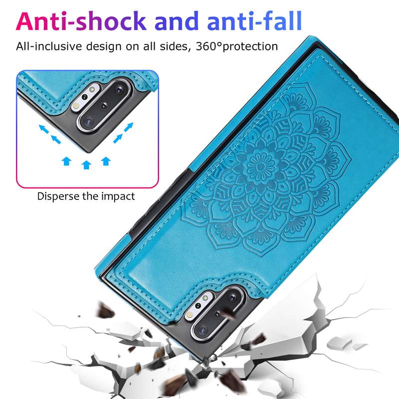 For Samsung Galaxy Note 10 Plus Double Buckle Mandala Pattern PU+TPU Protective Case with Card Slots