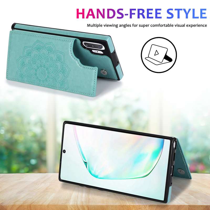 For Samsung Galaxy Note 10 Plus Double Buckle Mandala Pattern PU+TPU Protective Case with Card Slots