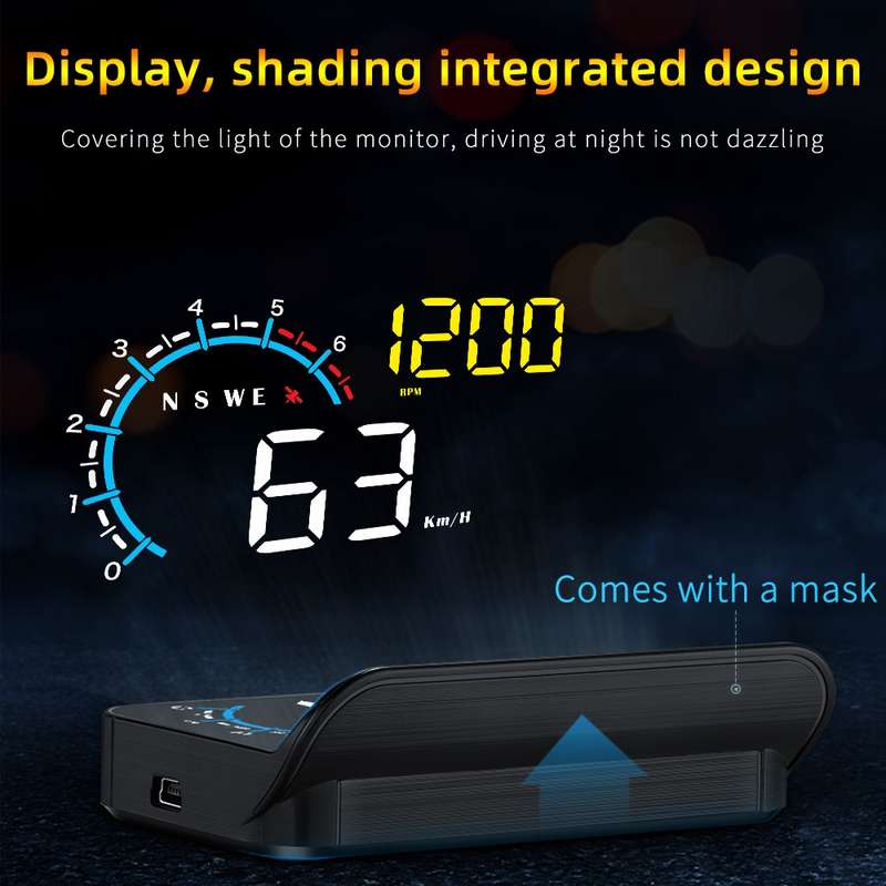 M12 OBD2 + GPS Mode Car Head-up Display HUD Overspeed / Speed / Water Temperature / Low Voltage / Fa