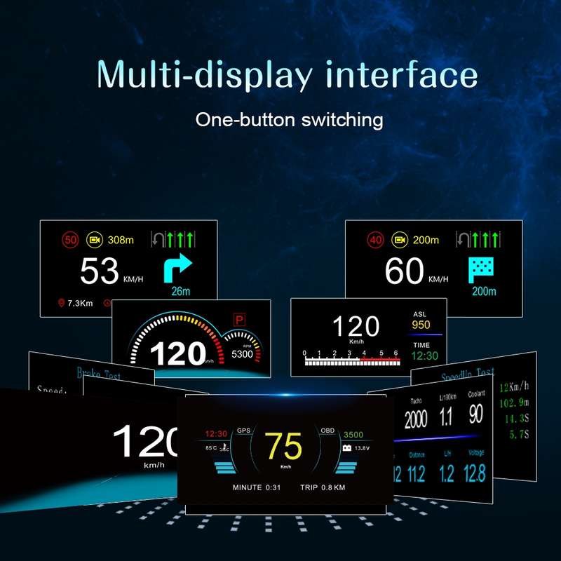 C1 OBD2 + GPS Mode Car HUD Head-up Display Compass / Speed / Water Temperature / Voltage Display / S
