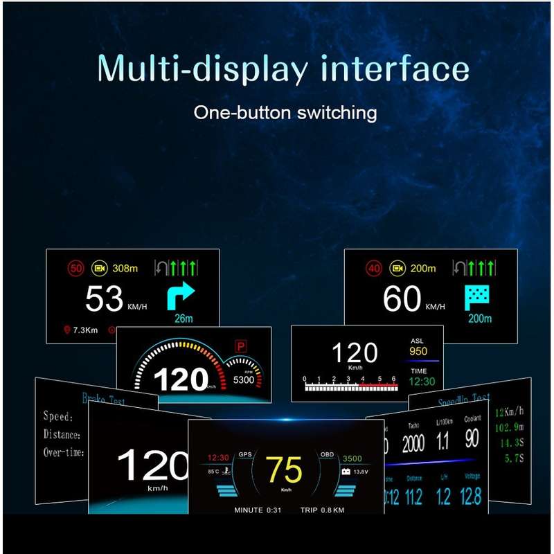 C1 OBD2 + GPS Mode Car HUD Head-up Display Compass / Speed / Water Temperature / Voltage Display / S