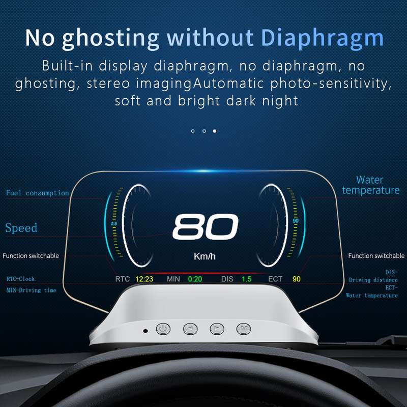 C3 OBD2 + GPS Mode Car Head-up Display HUD Overspeed / Speed / Water Temperature Too High / Voltage
