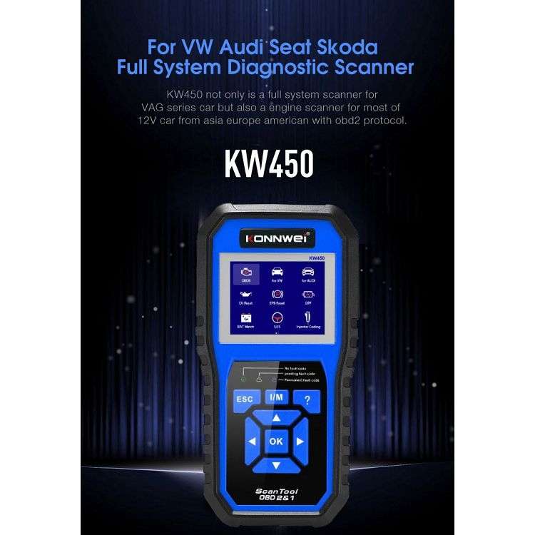 KONNWEI KW450 Car 2.8 inch TFT Color Screen Battery Tester Support 2 Languages / System XP WIN7 WIN