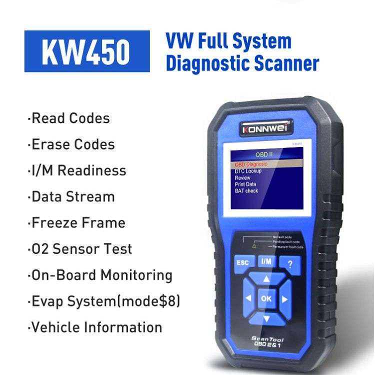 KONNWEI KW450 Car 2.8 inch TFT Color Screen Battery Tester Support 2 Languages / System XP WIN7 WIN