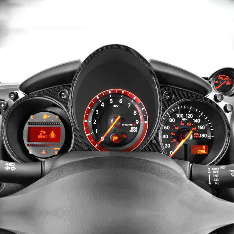Car Carbon Fiber Dashboard Panel Decorative Sticker for Nissan 370Z Z34 2009-, Left and Right Drive