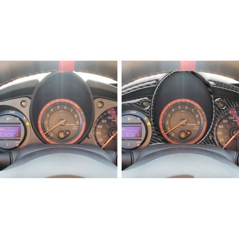 5 in 1 Car Carbon Fiber Speed Dashboard Decorative Sticker for Nissan 370Z Z34 2009-, Left and Right