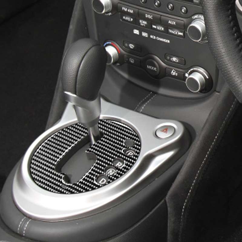 Car Carbon Fiber Manual Transmission Panel Decorative Sticker for Nissan 370Z Z34 2009- Right Drive
