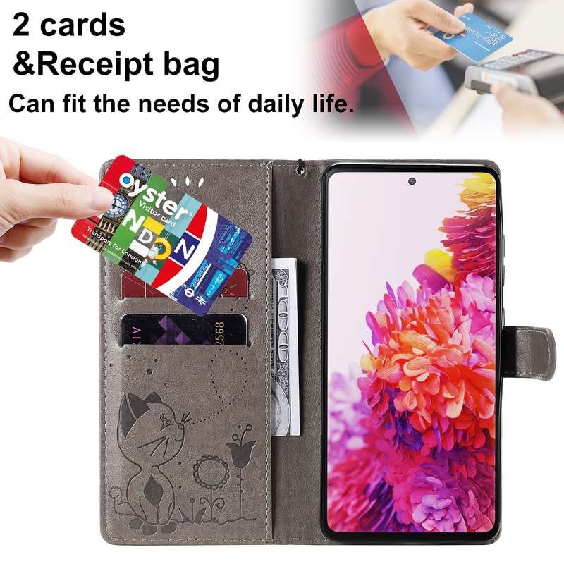 For Samsung Galaxy S20 FE Cat Bee Embossing Pattern Shockproof Horizontal Flip Leather Case with Hol