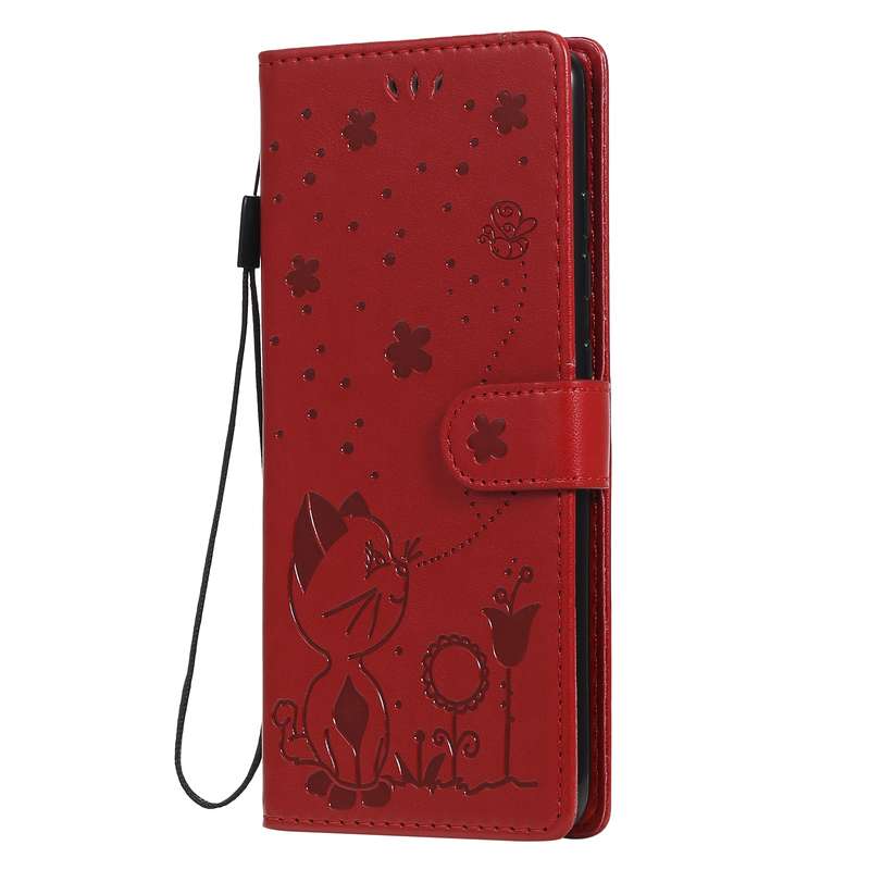 For Samsung Galaxy S20 FE Cat Bee Embossing Pattern Shockproof Horizontal Flip Leather Case with Hol