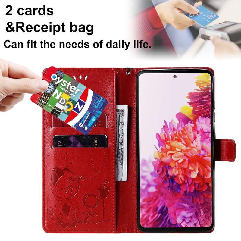 For Samsung Galaxy S20 FE Cat Bee Embossing Pattern Shockproof Horizontal Flip Leather Case with Hol