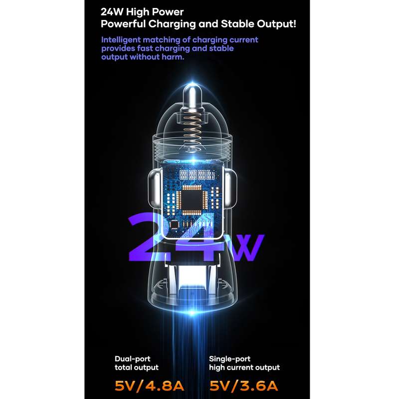ROCK Space H12 PD 20W Type-C / USB-C + USB Fast Charging Car Charger(Black)