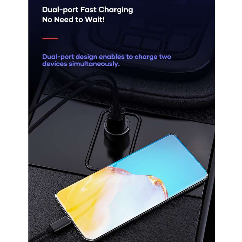 ROCK Space H12 PD 20W Type-C / USB-C + USB Fast Charging Car Charger(Black)