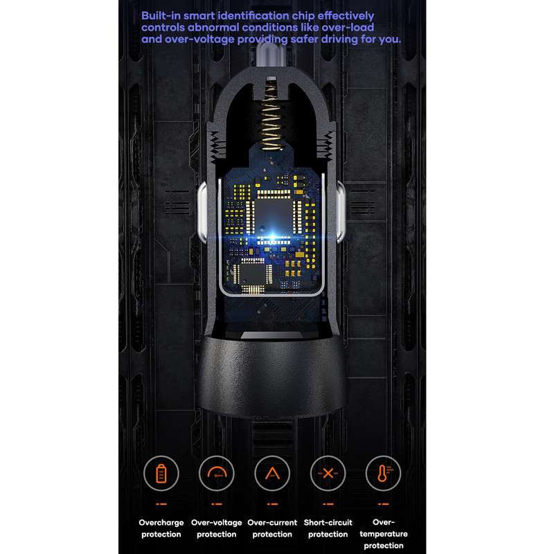 ROCK Space H12 PD 20W Type-C / USB-C + USB Fast Charging Car Charger(Black)