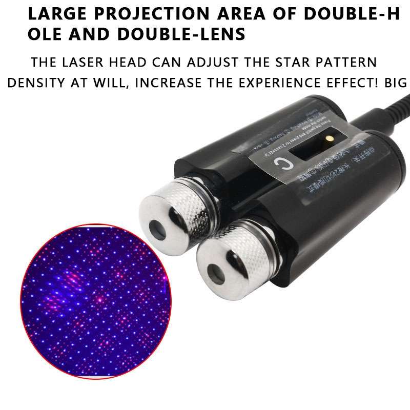 Car Two-color USB Star Dome Light Atmosphere Laser Projection Decorative Light, Voice Control Versio