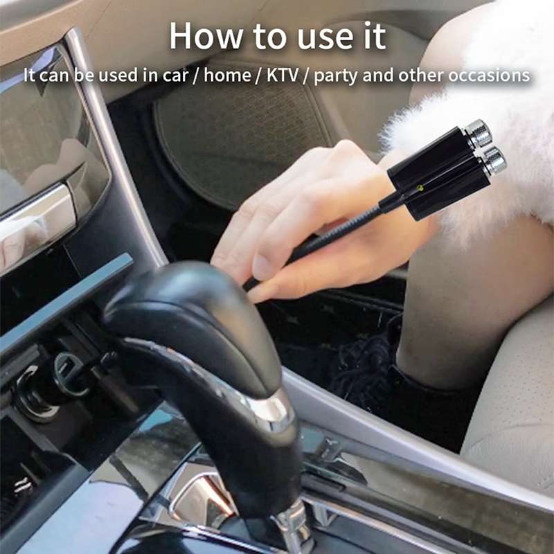 Car Two-color USB Star Dome Light Atmosphere Laser Projection Decorative Light, Voice Control Versio