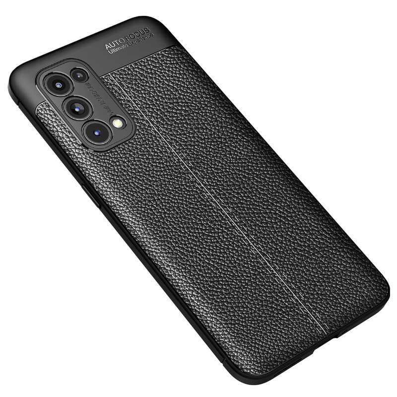 For OPPO Reno5 Pro 5G Litchi Texture TPU Shockproof Case(Black)