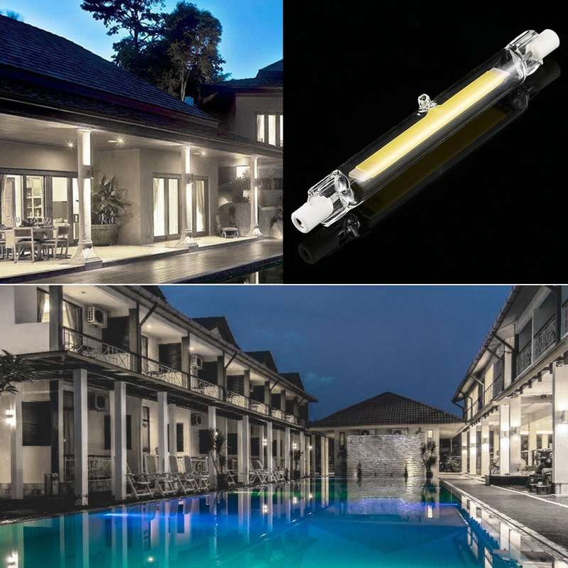 R7S 110V 13W 118mm COB LED Bulb Glass Tube Replacement Halogen Lamp Spot Light(6000K White Light)
