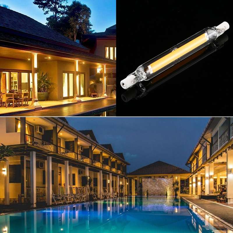 R7S 220V 13W 118mm COB LED Bulb Glass Tube Replacement Halogen Lamp Spot Light(6000K White Light)
